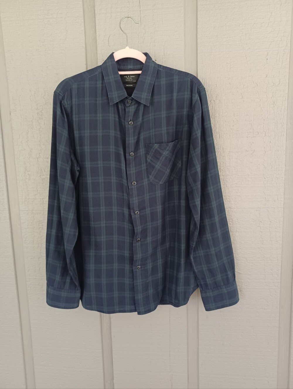 Rag And Bone Plaid Classic Fit Shirt Size L Men Long Sleeve Cotton Buttons
